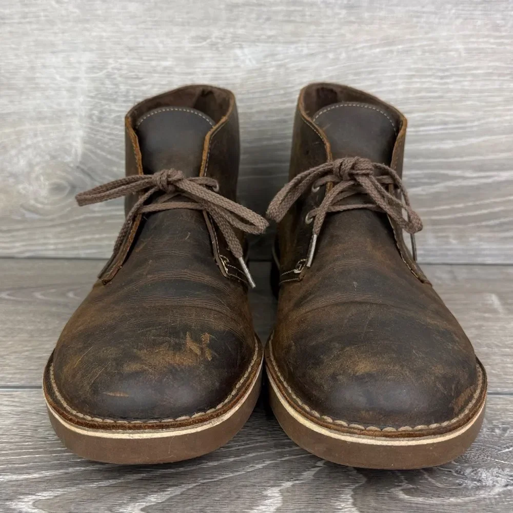 Clarks Bushacre II Men's Sz 12M Brown Beeswax Leather 2-Eye Lace Up Chukka Boots